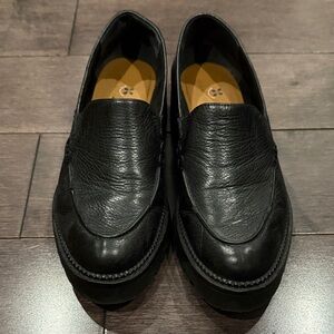 Classic Black Leather Lugsole Loafers